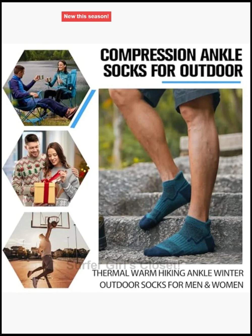 6 Pairs Merino Wool Ankle Hiking Running Socks Compression Support Athletic Low